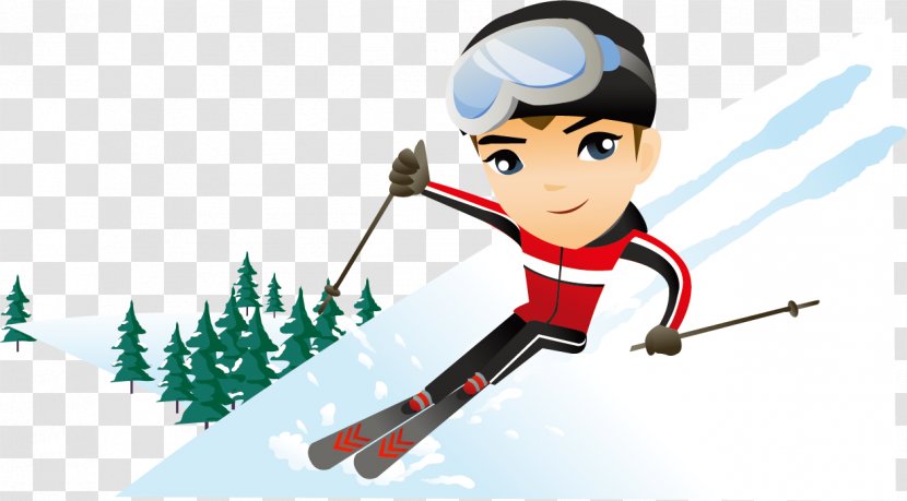 Skiing Cartoon Snow Illustration - Ski - Winter Tourism Creatives Transparent PNG