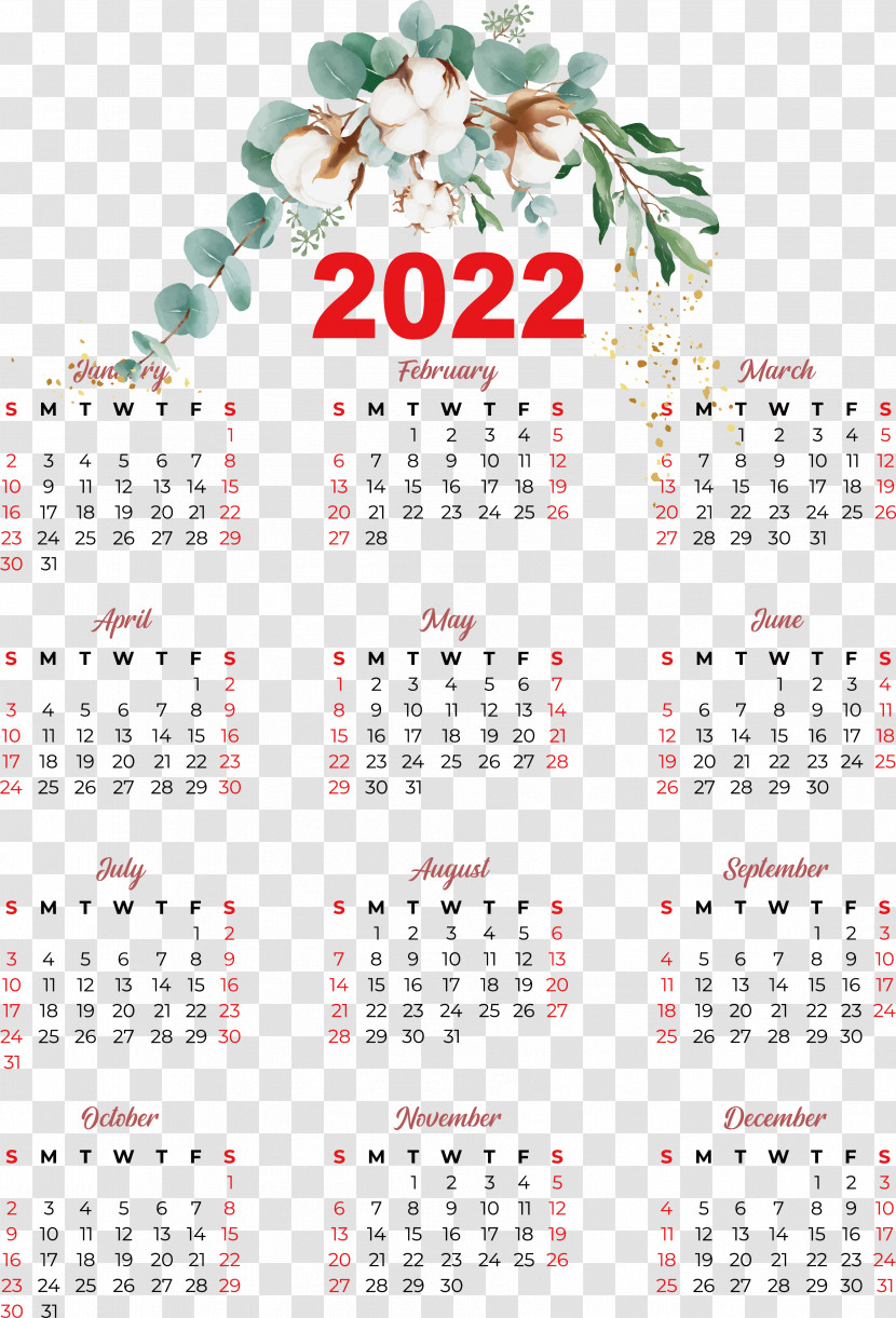 Calendar 2022 2021 Common Year Names Of The Days Of The Week Transparent PNG