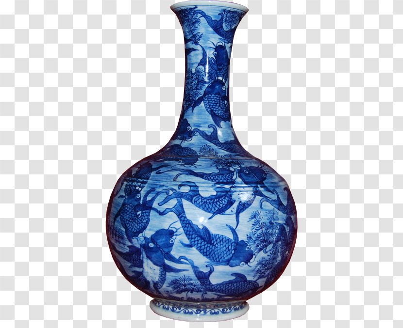 Blue And White Pottery Vase Porcelain Cobalt - Color Transparent PNG