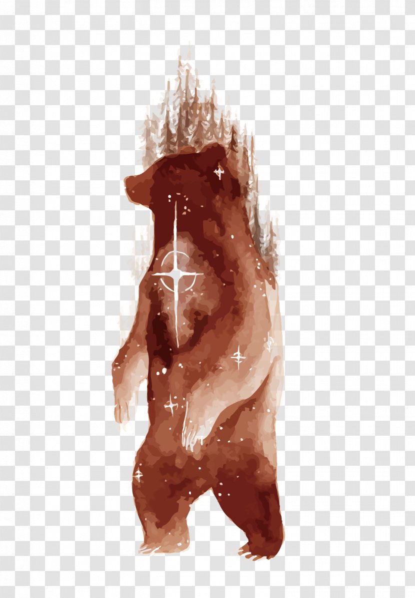 Vector Hand-painted Bear - Cartoon - Frame Transparent PNG