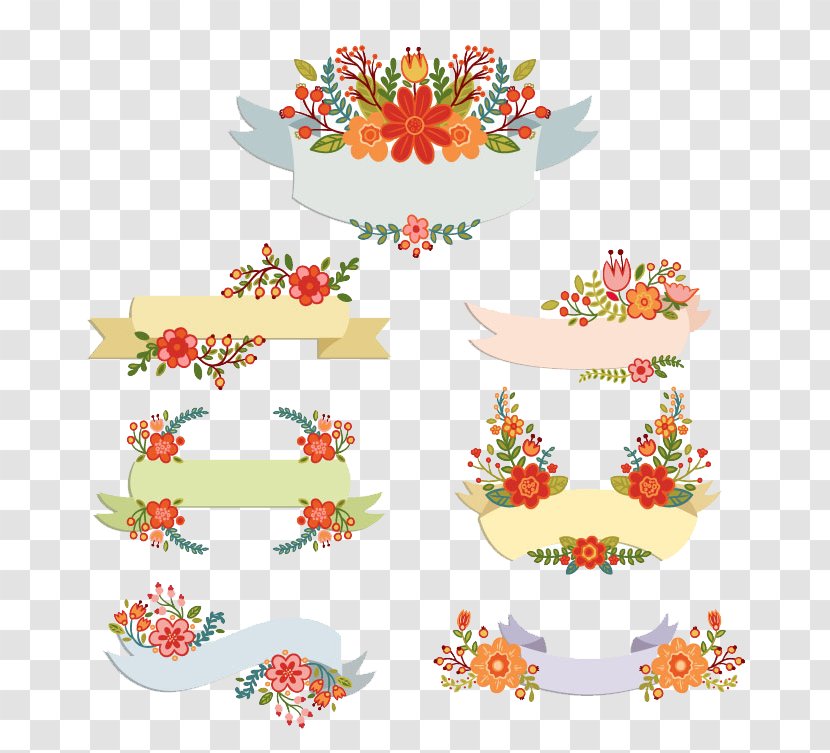 Flower Web Banner Euclidean Vector - Floristry - Seven Floral Decoration Cartoon Label Material Transparent PNG