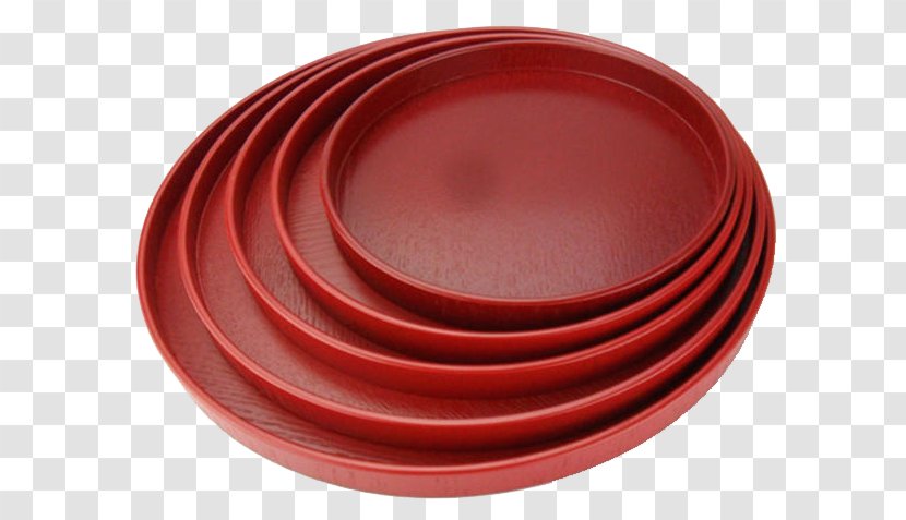 Plate Material Tableware Circle - Dishware - Mahogany Wood Tray Transparent PNG