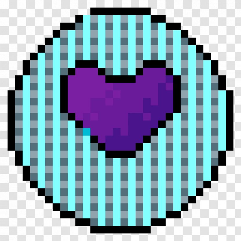 Pacman Pixel Art - Turquoise - Magenta Heart Transparent PNG