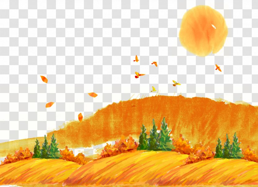 Autumn Wallpaper - Publicity - Hand Painted Landscape On The Outskirts Of Mountain Transparent PNG
