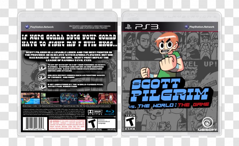 Scott Pilgrim Vs. The World: Game Xbox 360 PlayStation 3 Graphic Design - Playstation Portable - Box Transparent PNG