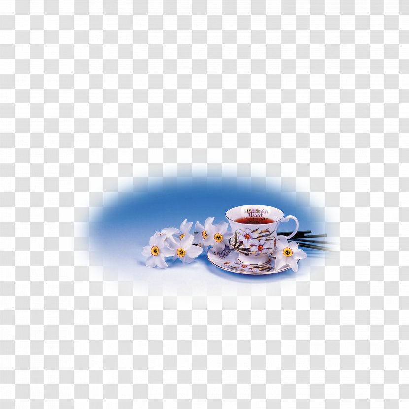 Coffee Cup Porcelain Computer Pattern - Blue Transparent PNG