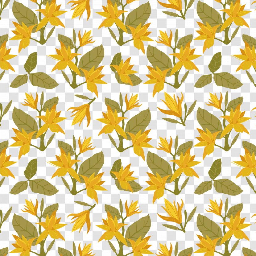 Motif Pattern - Yellow Flower Transparent PNG