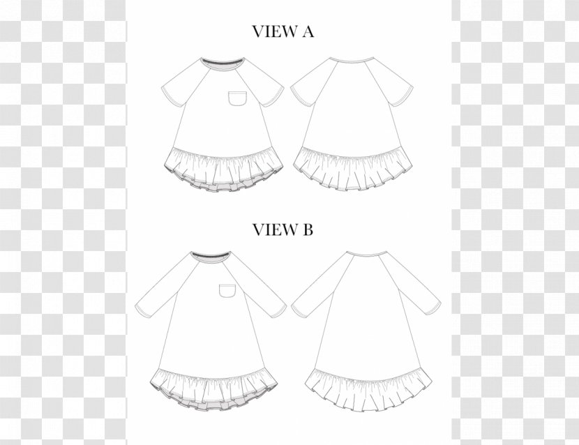 Sleeve Dress Outerwear - White - Girls Clothes Pattern Transparent PNG