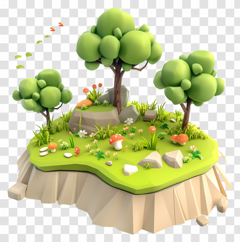 Grassland - Floating Island With Trees Transparent PNG