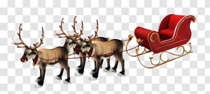 Santa Claus Reindeer Rudolph Sled Christmas Transparent PNG