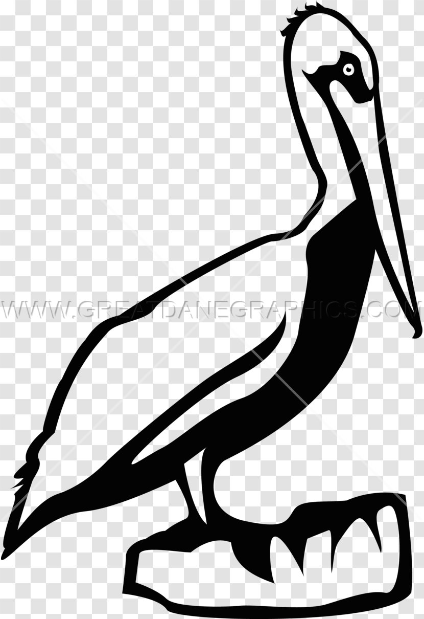Pelican Printed T-shirt Line Art Printing Duck - Water Bird - GREAT DANE Transparent PNG