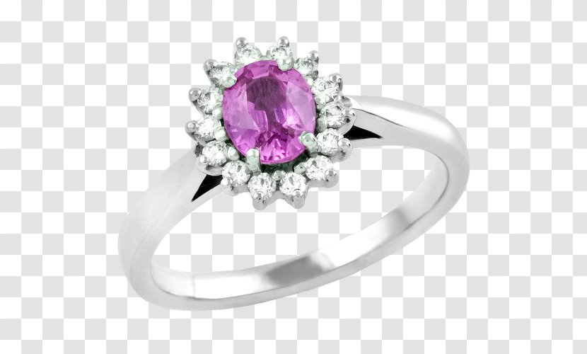 Amethyst Earring Diamond Sapphire - Silver - Pink Rings Transparent PNG