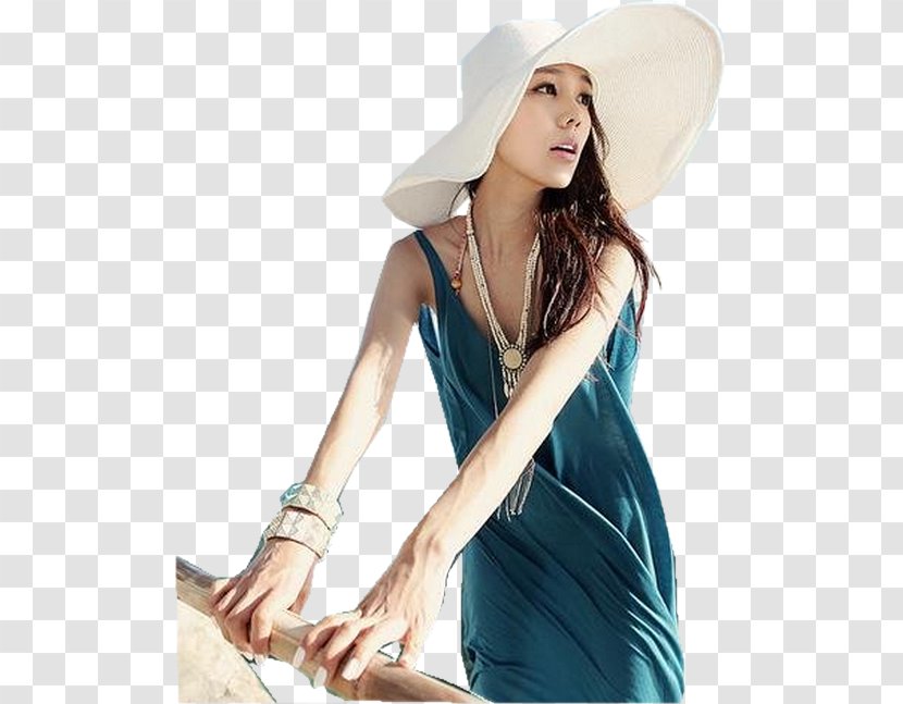 Sun Hat Cap Straw Clothing - Cartoon - Thinking Woman Transparent PNG