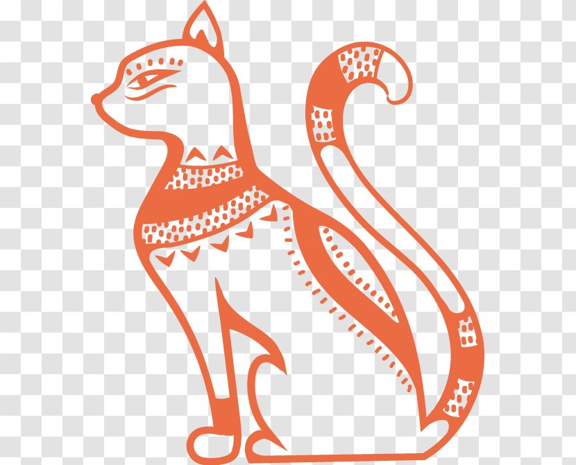 Cat Ancient Egypt Bastet Deity Illustration - Egyptian Deities - Hand-painted Red Line Pattern Transparent PNG