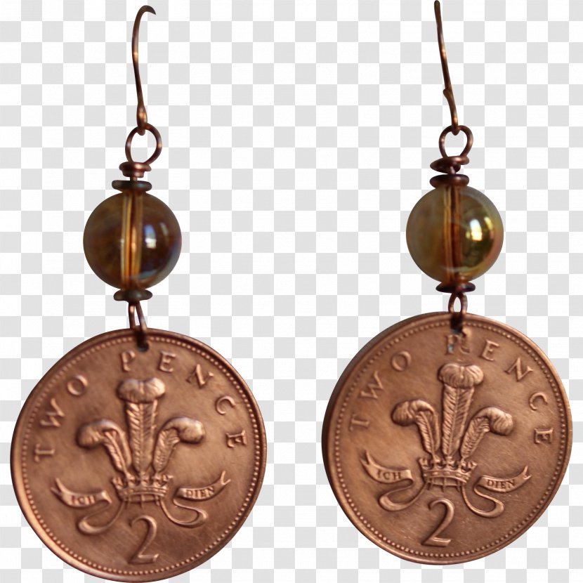 Earring Copper - Metal - British Twentyfive Pence Coin Transparent PNG