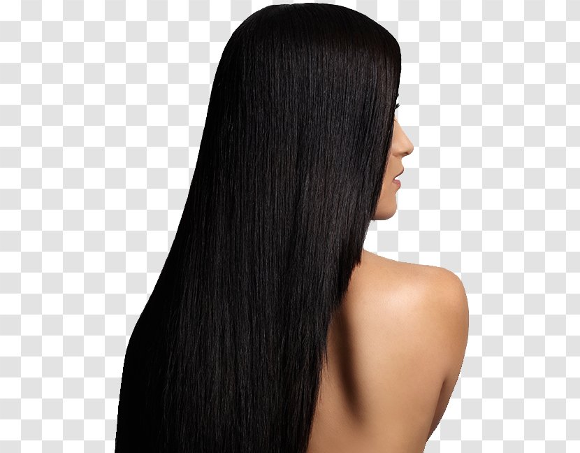 Black Hair Coloring Layered Wig - Chin - Model Transparent PNG