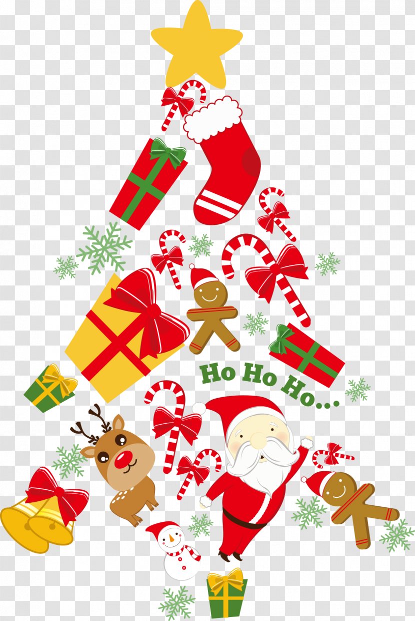 Christmas Tree Paper Santa Claus Card - Gift - Vector Creative Transparent PNG