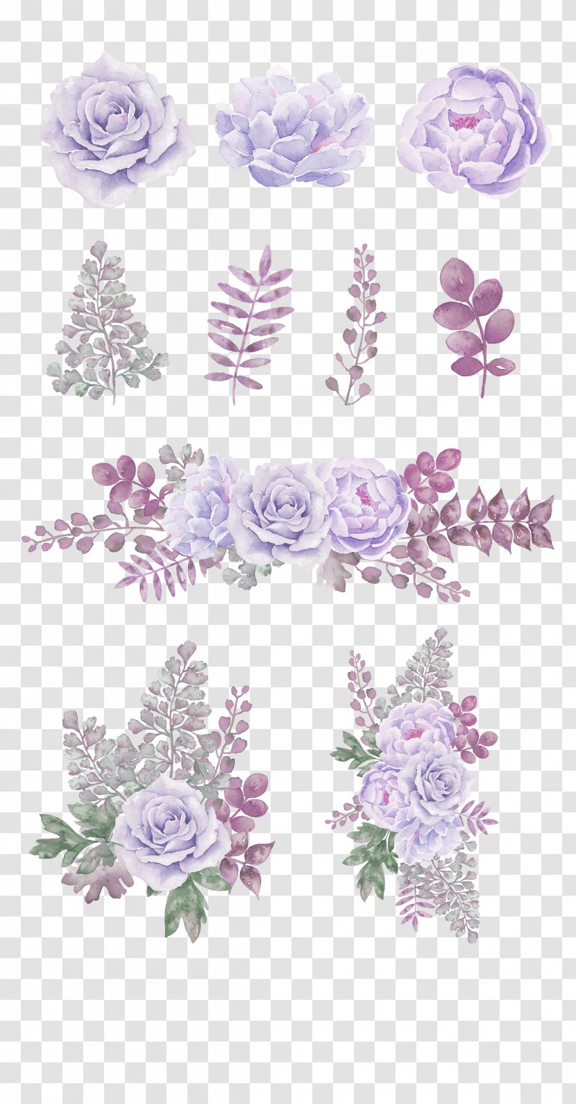 Download - Watercolor Painting - Lavender Fresh Flowers Decorative Patterns Transparent PNG