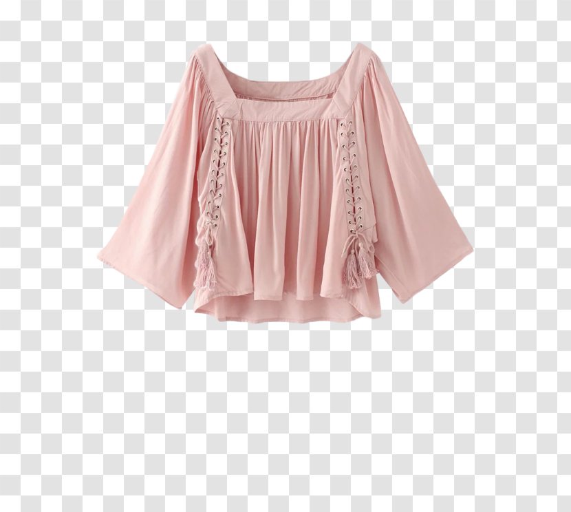 Sleeve Blouse Shoulder Trapeze Pink - Pale Clothes Transparent PNG