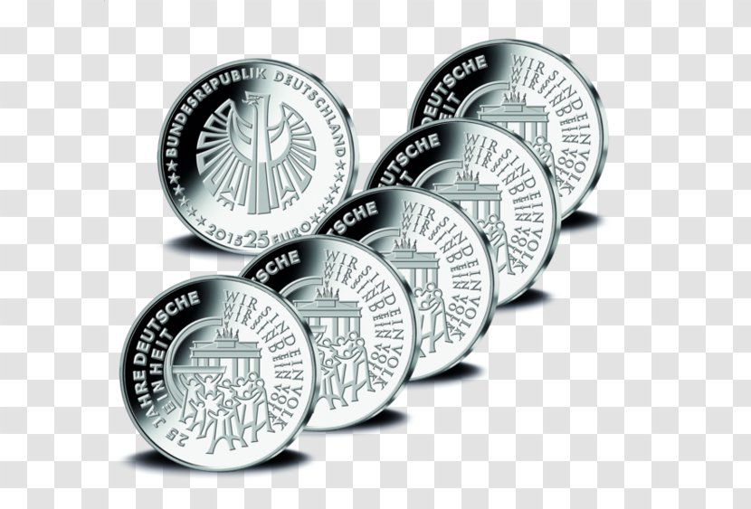 German Reunification 2 Euro Commemorative Coins Silver - Germany - Coin Transparent PNG