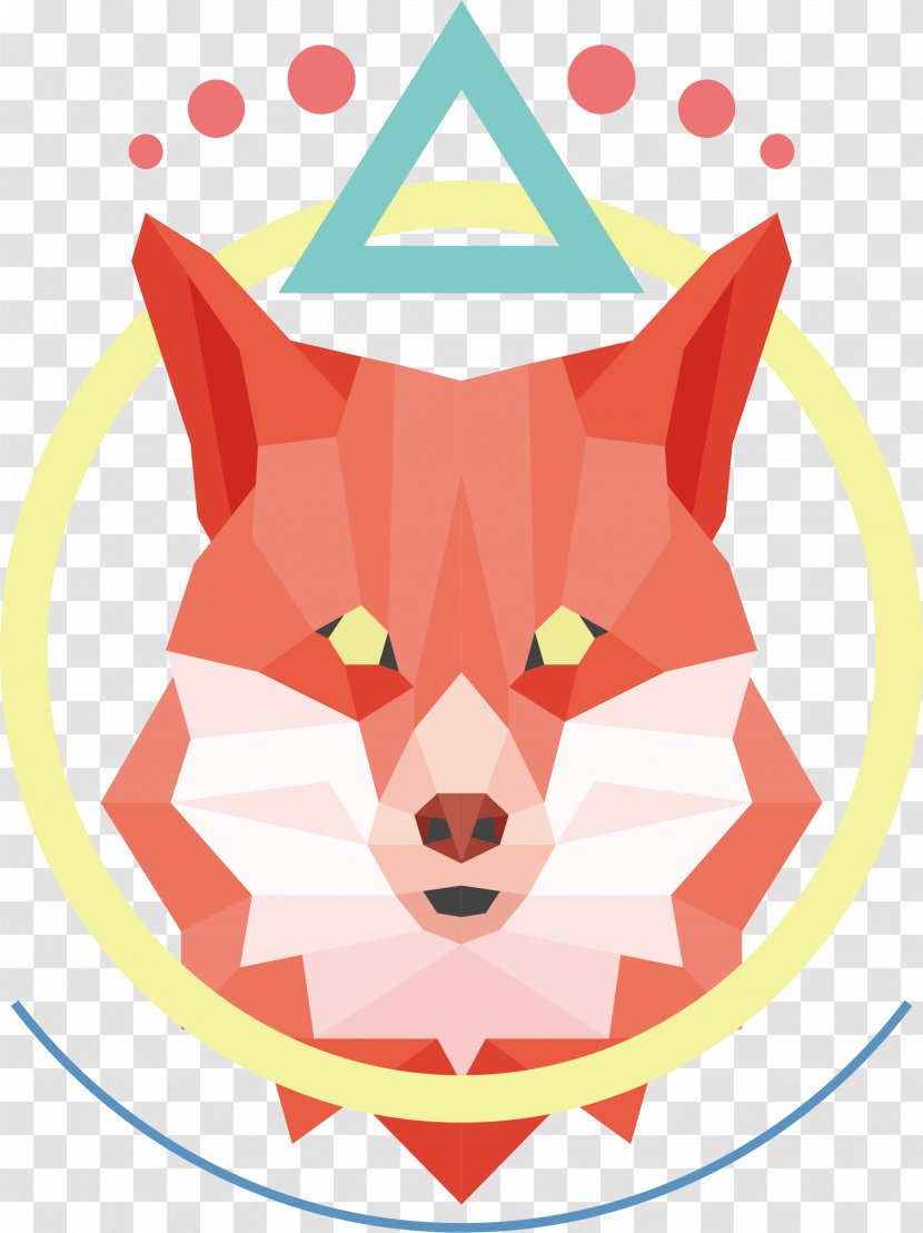 Red Fox Polygon Clip Art - Heart - Low Polygonal Head Transparent PNG