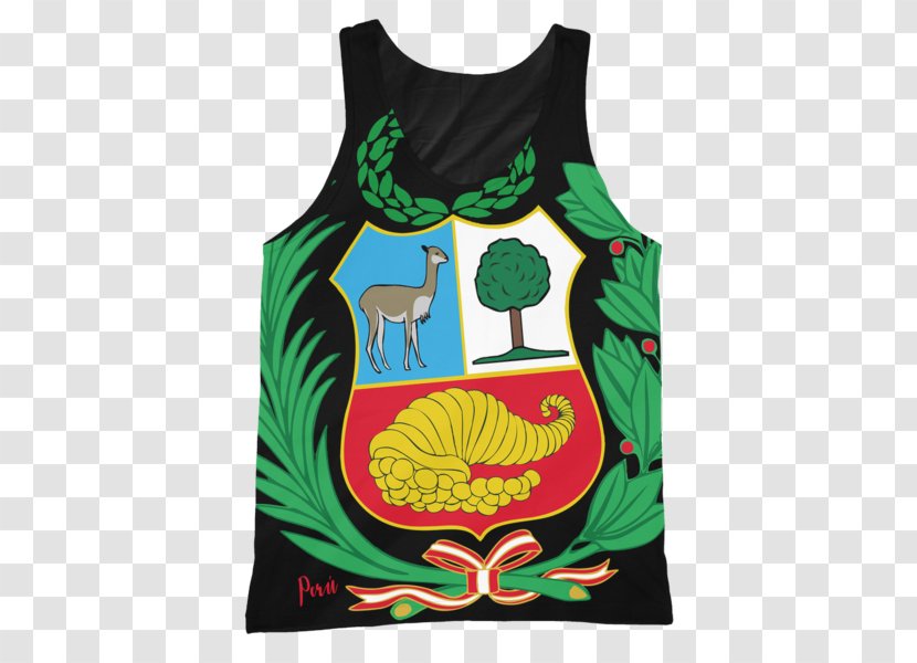 T-shirt Coat Of Arms Peru Sleeveless Shirt - Escutcheon Transparent PNG