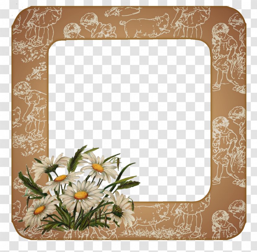 Floral Design Victorian Era Rectangle Common Daisy Picture Frames - Sticker Transparent PNG