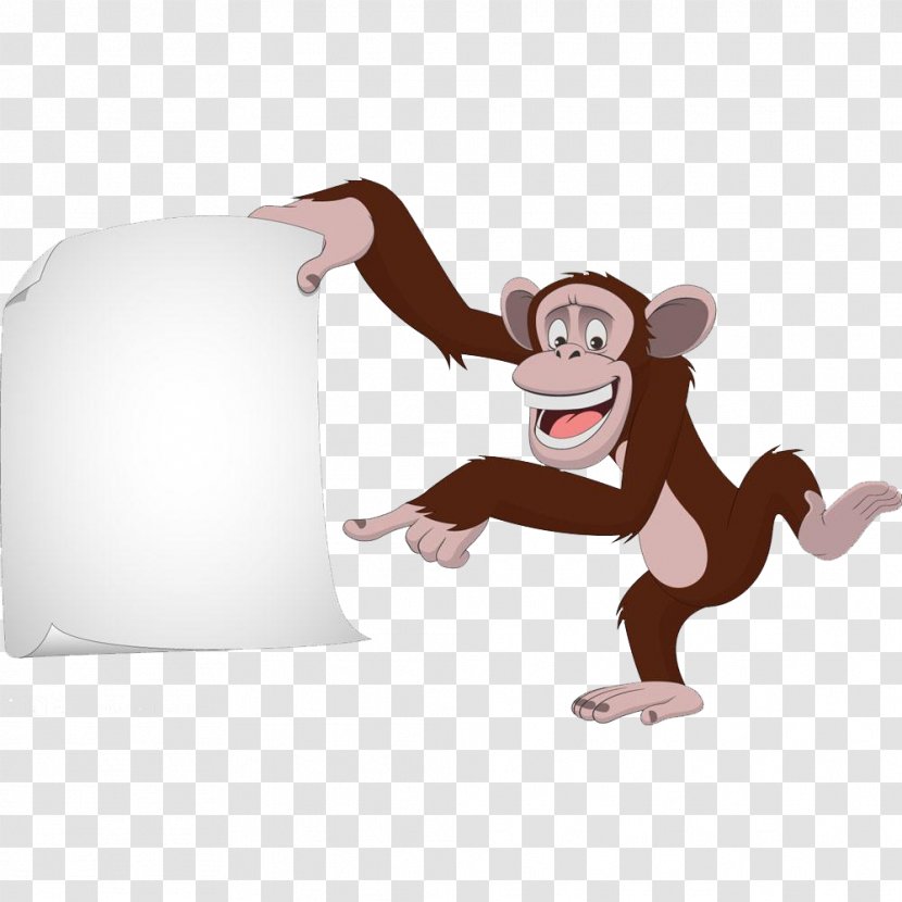 Chimpanzee Monkey Cartoon Royalty-free - Royaltyfree - Paper Gorilla Transparent PNG