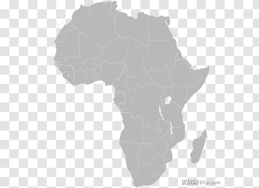 African Union Vector Graphics Map - Black And White - Borders Transparent PNG