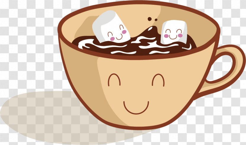 Coffee Hot Chocolate Cartoon - Tableware - Vector Happy Transparent PNG