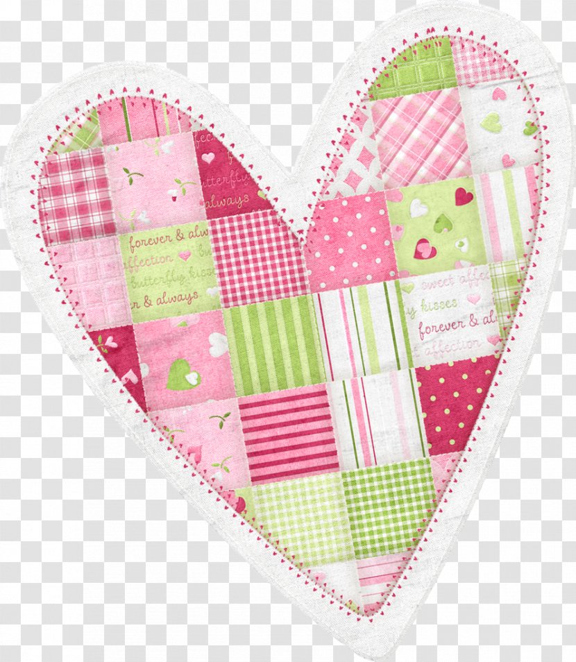Patchwork Quilt Heart Valentine's Day Clip Art - Textile - Hollow Transparent PNG
