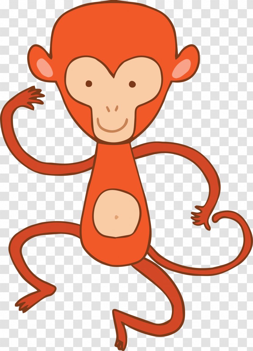 Cartoon Ape Drawing Clip Art - Flower - Orange Monkey Transparent PNG