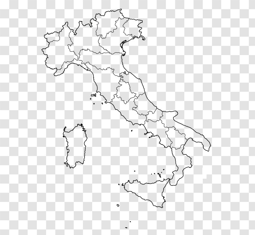 Coloring Book Regions Of Italy Blank Map Florence - Black And White Transparent PNG