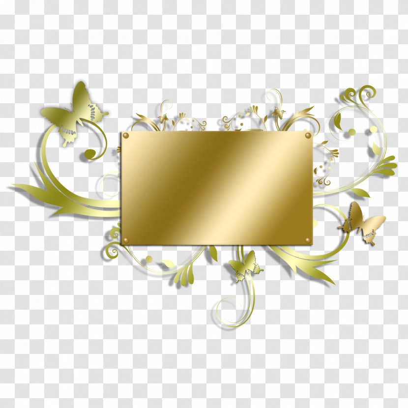 Picture Frame Flower Gold - Golden Transparent PNG