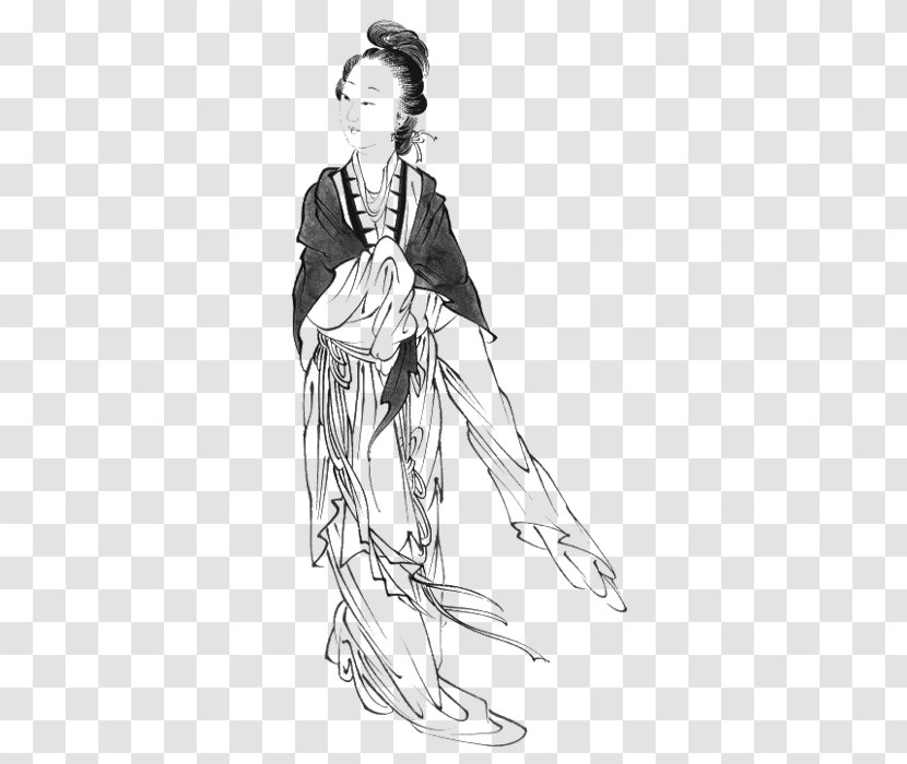 Manual Of The Mustard Seed Garden Gongbi Chinese Painting - Silhouette - Ancient Women Transparent PNG