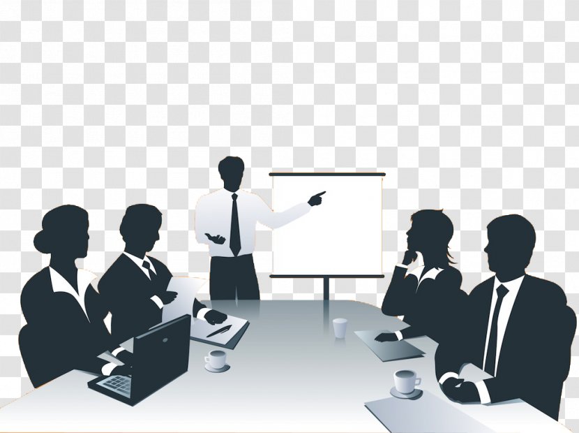 Business Networking Presentation Clip Art - People Meeting To Discuss The Report Of Material Transparent PNG