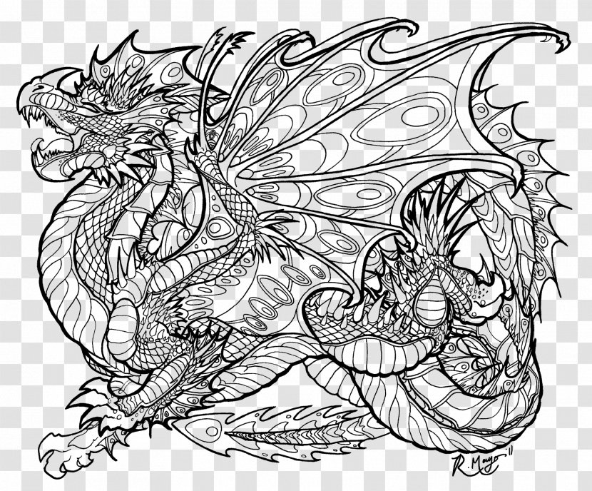 Coloring Book Colouring Pages Dragon Adult Child - Selina Fenech Transparent PNG