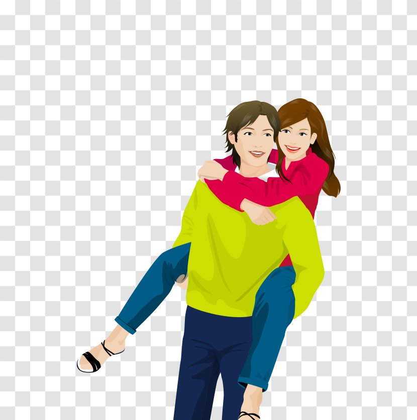 Happiness Couple Cartoon Clip Art - Flower - Men Carrying Women Transparent PNG