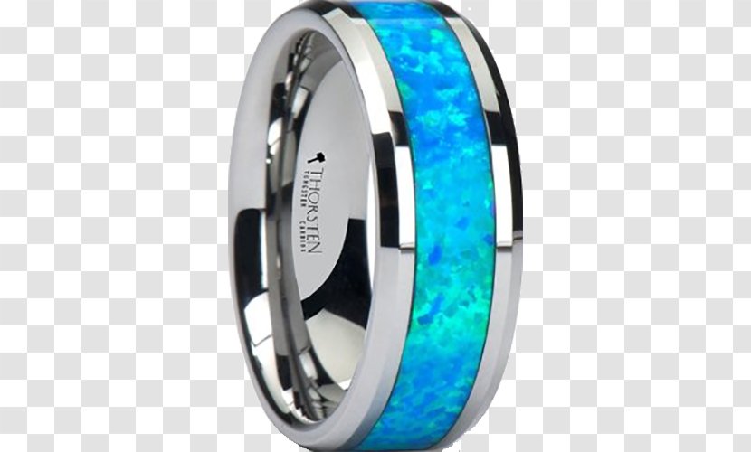 Inlay Tungsten Carbide Wedding Ring Opal Transparent PNG