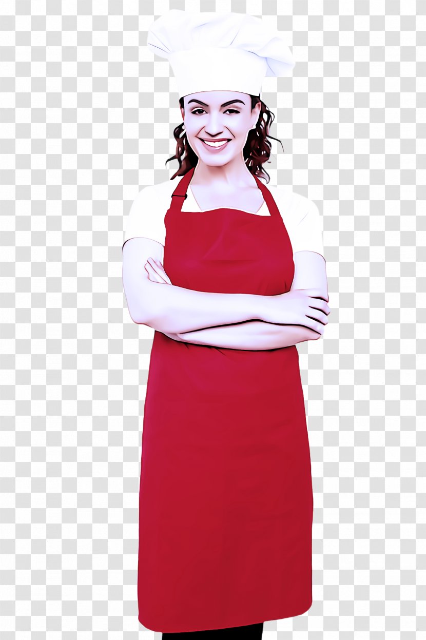 White Red Clothing Standing Dress - Apron Gesture Transparent PNG