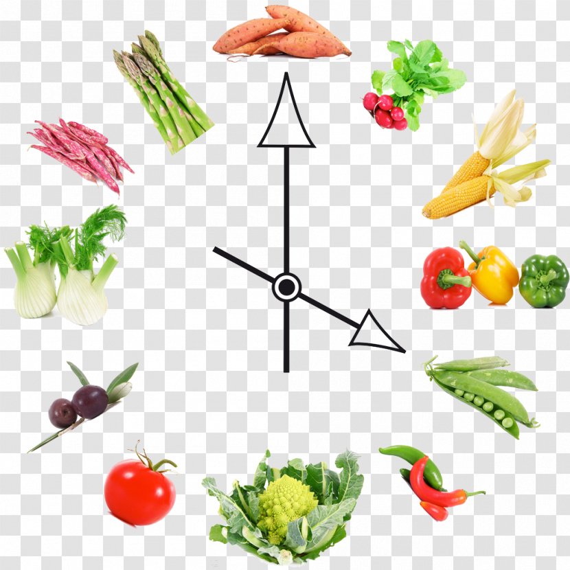 Junk Food Eating Meal Calorie - Vegetable - Vegetables Clock Transparent PNG