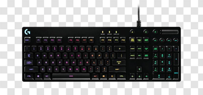 Computer Keyboard Logitech G810 Orion Spectrum Gaming Keypad G910 Electrical Switches - Qwertz Transparent PNG