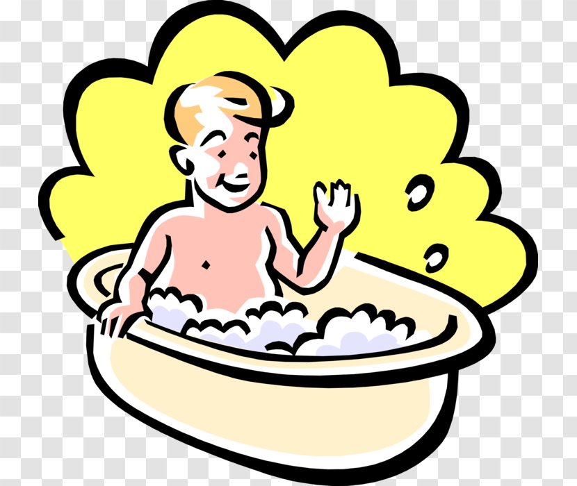 Clip Art Vector Graphics Illustration Image - Baby Bathing - Cartoon Boy Washing Transparent PNG