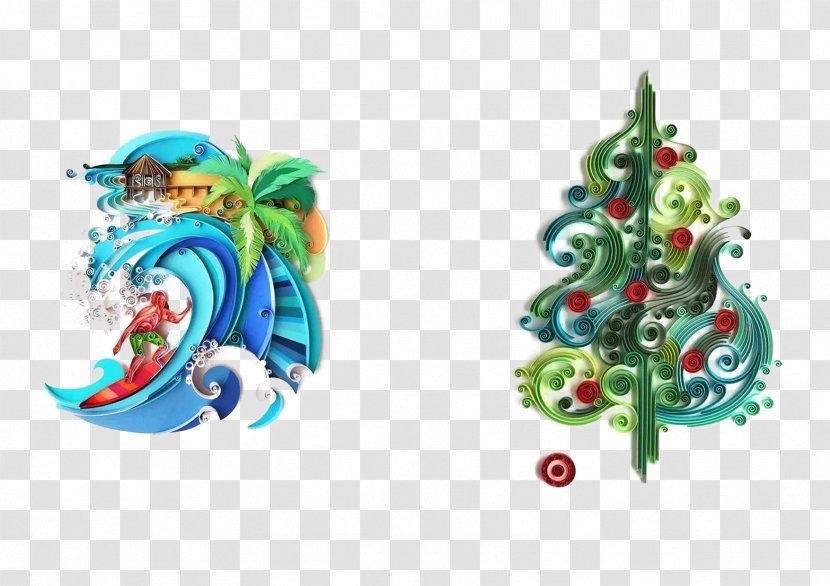 Surf Christmas Tree - Illustrator - Ornament Transparent PNG