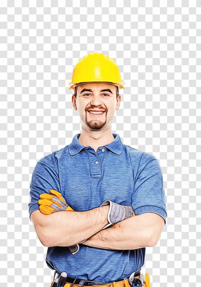 Hard Hat Construction Worker Engineer Personal Protective Equipment Blue-collar - Electrician - Thumb Transparent PNG