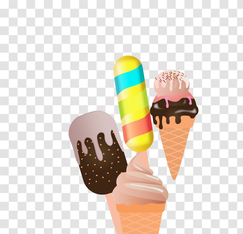 Ice Cream Cone Pop Chocolate - Food - Vector Summer Transparent PNG