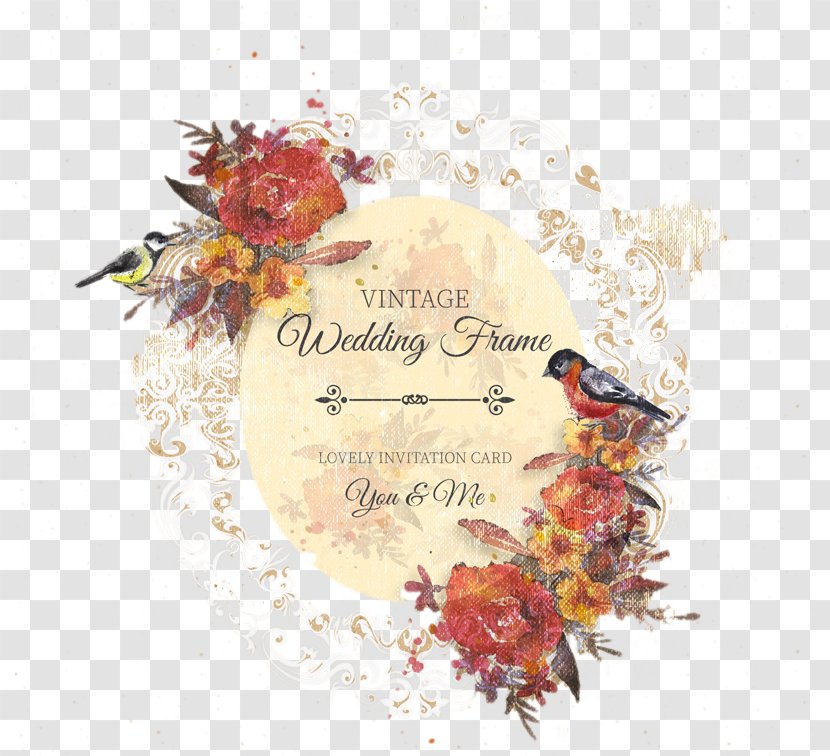 Wedding Invitation Flower Bird - Rose - Watercolor Flowers Transparent PNG