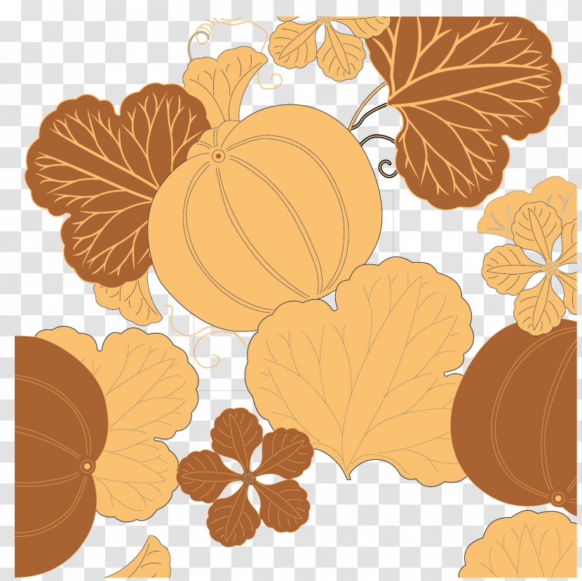 Calabaza Pumpkin Vecteur - Halloween - Hand Painted Yellow Leaves Transparent PNG