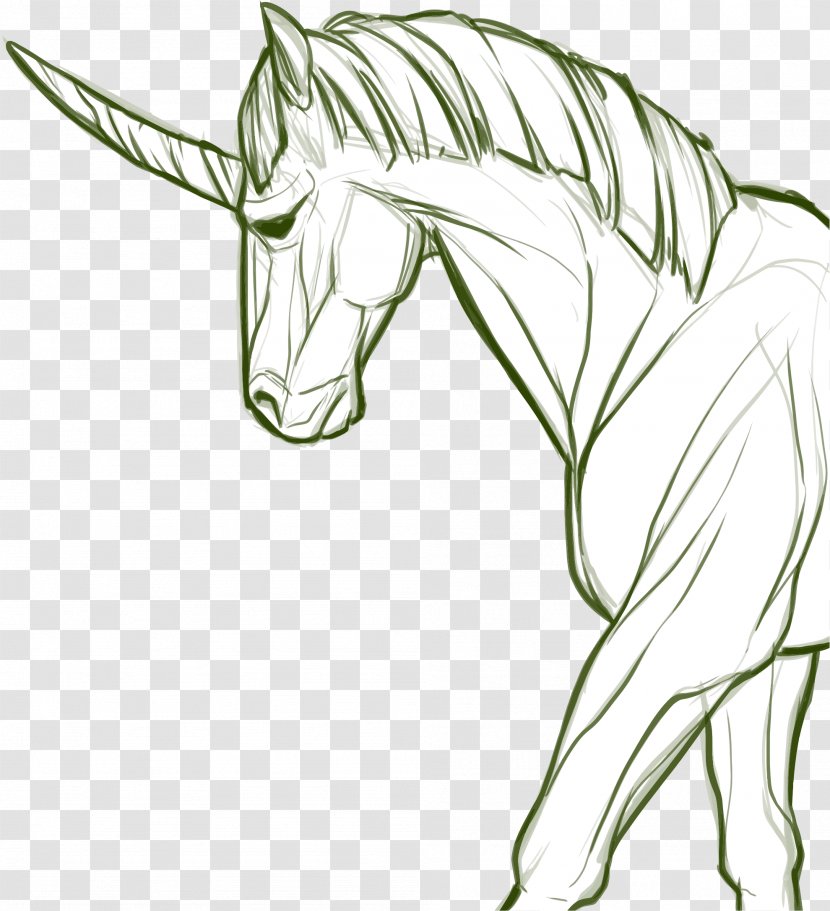 Horse Unicorn Line Art - Mythical Creature - Horn Transparent PNG