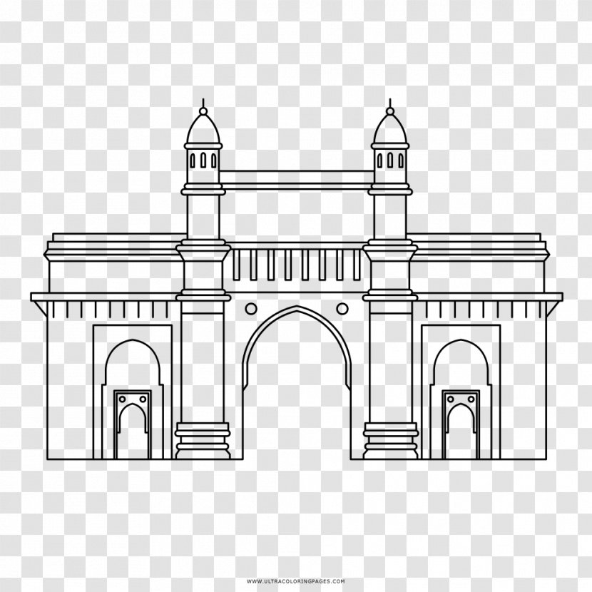 Gateway Of India Gate Coloring Book Drawing - Symmetry - Taj Mahal Transparent PNG